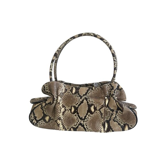 EXOTIC LEATHER Python Snakeskin Satchel Shoulder Handbag - Picture 9 of 10